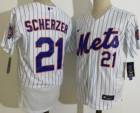 Men's New York Mets #21 Max Scherzer White Authentic Jersey
