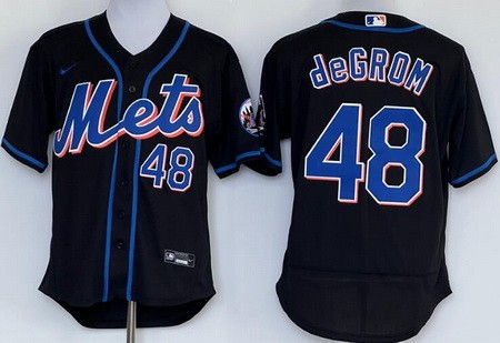 Men's New York Mets #48 Jacob deGrom Black Authentic Jersey