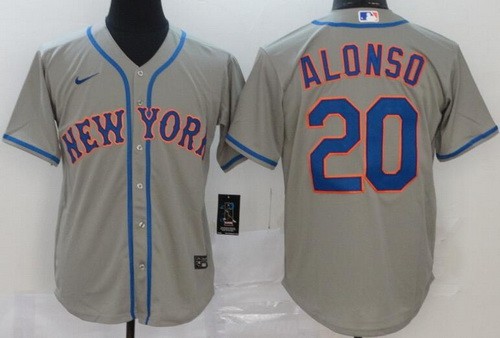 Men's New York Mets #20 Pete Alonso Gray 2020 Cool Base Jersey