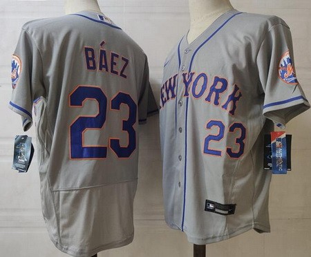 Men's New York Mets #23 Javier Baez Gray Authentic Jersey