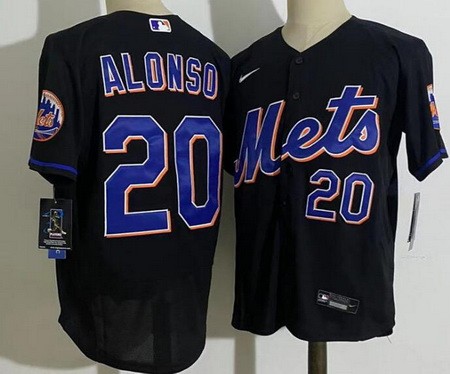 Men's New York Mets #20 Pete Alonso Black 2022 Alternate Authentic Jersey