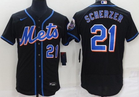 Men's New York Mets #21 Max Scherzer Black Alternate Authentic Jersey