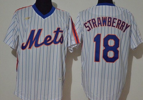 Men's New York Mets #18 Darryl Strawberry White 2020 Cooperstown Collection Jersey