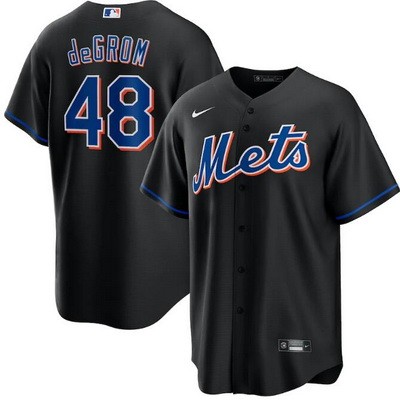 Men's New York Mets #48 Jacob deGrom Black 2022 Alternate Cool Base Jersey