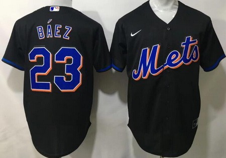 Men's New York Mets #23 Javier Baez Black 2022 Cool Base Jersey
