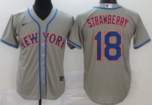 Men's New York Mets #18 Darryl Strawberry Gray 2020 Cool Base Jersey
