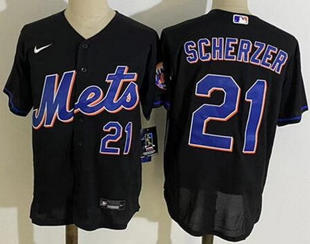 Men's New York Mets #21 Max Scherzer Black 2022 Authentic Jersey