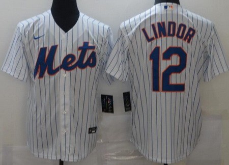 Men's New York Mets #12 Francisco Lindor White Cool Base Jersey