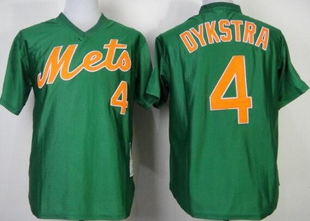 Men's New York Mets #4 Lenny Dykstra Green 1985 Throwback Jersey