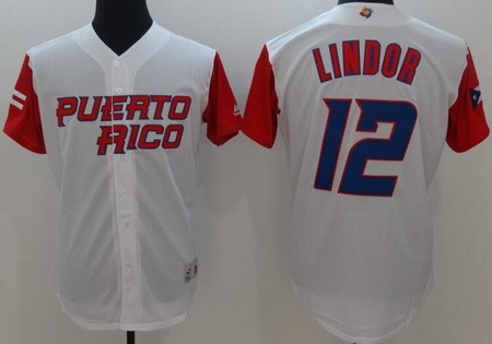 Men's New York Mets #12 Francisco Lindor White Puerto Rico Baseball Jersey