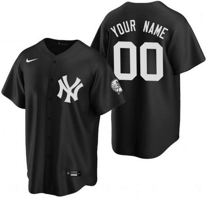 Men's Women Youth New York Yankees Customized Black Cool Base Jersey