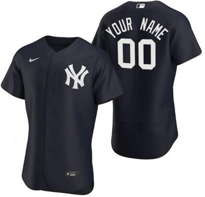 Men's Women Youth New York Yankees Customized Navy Alternate Authentic Jersey