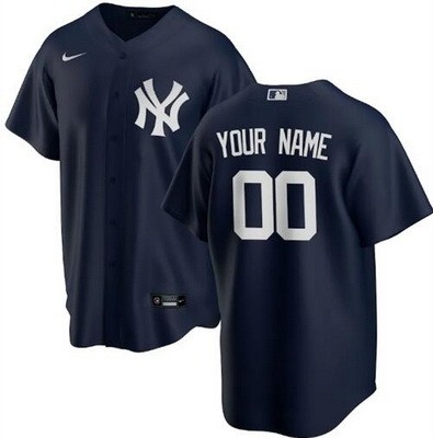 Men's Women Youth New York Yankees Customized Navy Alternate Cool Base Jersey