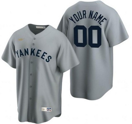 Men's Women Youth New York Yankees Customized Gray Cooperstown Collection Cool Base Jersey