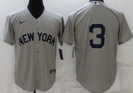 Men's New York Yankees #3 Babe Ruth Gray 2021 Field of Dreams Cool Base Jersey
