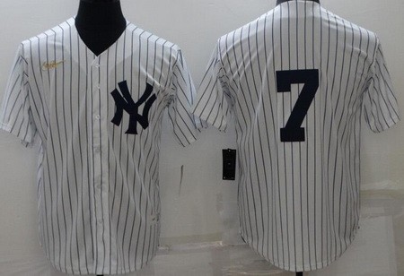 Men's New York Yankees #7 Mickey Mantle White Cooperstown Collection Jersey