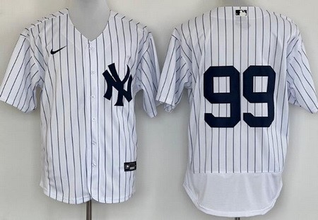 Men's New York Yankees #99 Aaron Judge White Authentic Jersey