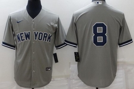 Men's New York Yankees #8 Yogi Berra Gray Cool Base Jersey