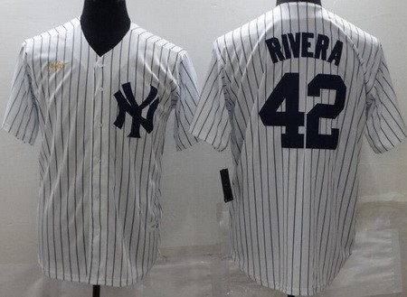 Men's New York Yankees #42 Mariano Rivera White Player Name Cooperstown Collection Jersey