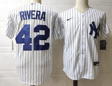 Men's New York Yankees #42 Mariano Rivera White Player Name Cool base Jersey