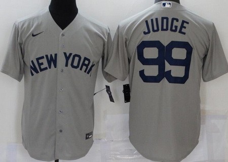 Men's New York Yankees #99 Aaron Judge Gray Player Name 2021 Field of Dreams Cool Base Jersey
