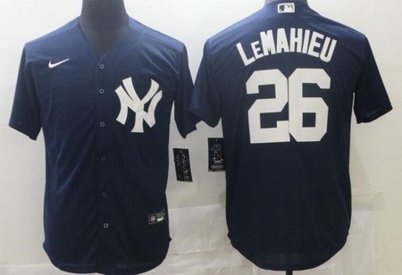 Men's New York Yankees #26 DJ LeMahieu Navy Alternate Player Name Cool Base Jersey