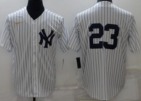 Men's New York Yankees #23 Don Mattingly White Cooperstown Collection Jersey
