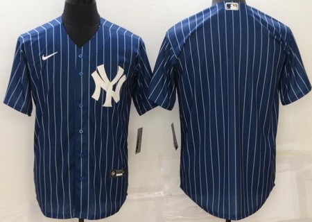 Men's New York Yankees Blank Blue Stripes Cool Base Jersey