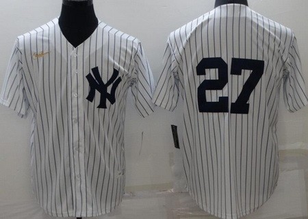 Men's New York Yankees #27 Mike Stanton White Cooperstown Collection Jersey