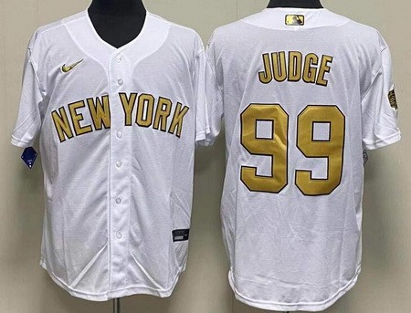 Men's New York Yankees #99 Aaron Judge White 2022 All Star Cool Base Jersey