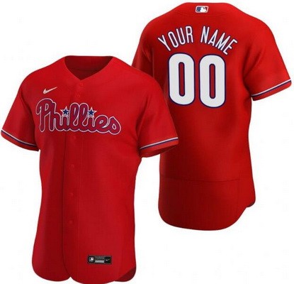Men's  Women Youth Philadelphia Phillies Customized Red Authentic Jersey
