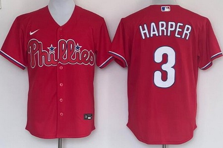 Men's Philadelphia Phillies #3 Bryce Harper Red Cool Base Jersey