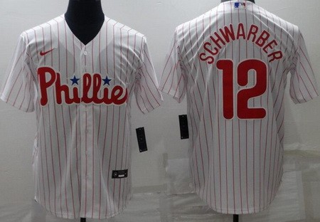 Men's Philadelphia Phillies #12 Kyle Schwarber White Cool Base Jersey
