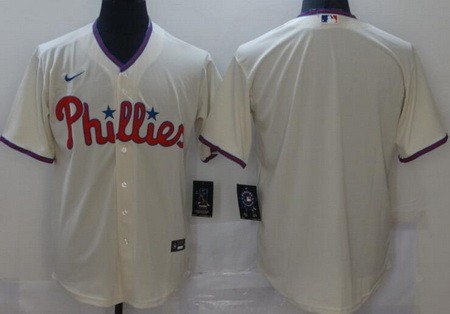 Men's Philadelphia Phillies Blank Cream Cool Base Jersey