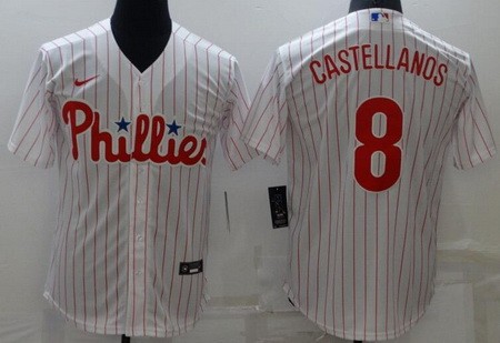 Men's Philadelphia Phillies #8 Nick Castellanos White Cool Base Jersey