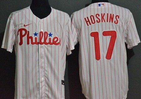 Men's Philadelphia Phillies #17 Rhys Hoskins White Cool Base Jersey