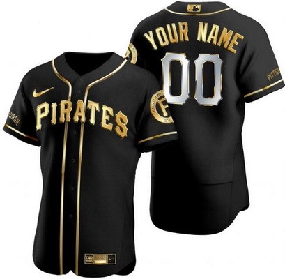 Men's Women Youth Pittsburgh Pirates Customized Black Gold Authentic Jersey