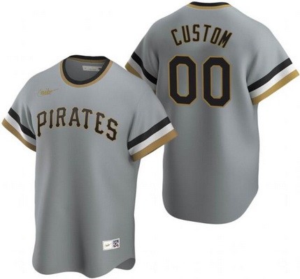 Men's Women Youth Pittsburgh Pirates Customized Gray Cooperstown Collection Cool Base Jersey
