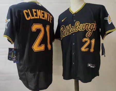 Men's Pittsburgh Pirates #21 Roberto Clemente Black Alternate Authentic Jersey