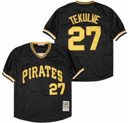 Men's Pittsburgh Pirates #27 Kent Tekulve Black Throwback Jersey