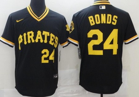Men's Pittsburgh Pirates #24 Barry Bonds Black Throwback Cool Base Jersey