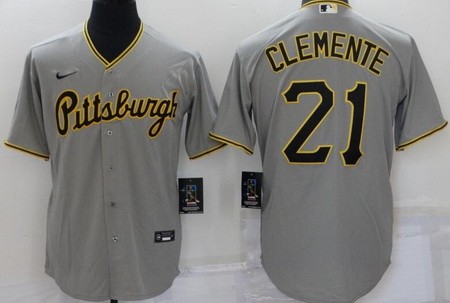 Men's Pittsburgh Pirates #21 Roberto Clemente Gray Alternate Cool Base Jersey