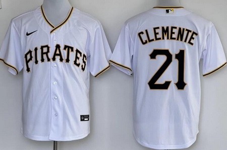 Men's Pittsburgh Pirates #21 Roberto Clemente White Cool Base Jersey