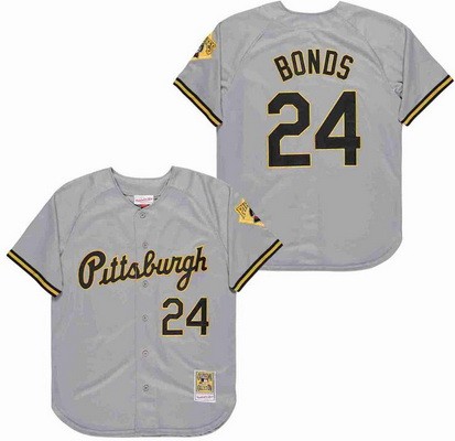 Men's Pittsburgh Pirates #24 Barry Bonds Gray Road Throwback Jersey