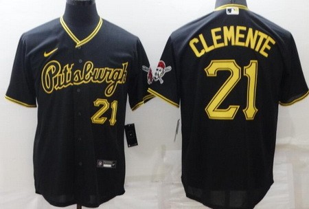 Men's Pittsburgh Pirates #21 Roberto Clemente Black Alternate Cool Base Jersey