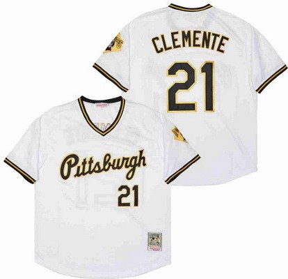 Men's Pittsburgh Pirates #21 Roberto Clemente White Throwback Jersey