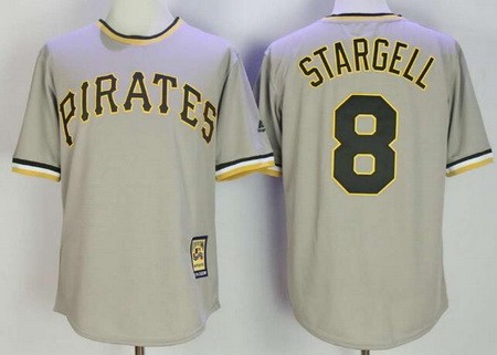 Men's Pittsburgh Pirates #8 Willie Stargell Gray Cooperstown Throwback Cool Base Jersey