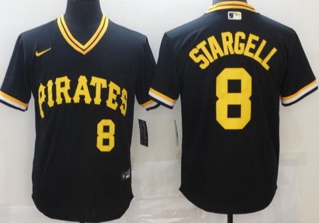Men's Pittsburgh Pirates #8 Willie Stargell Black Throwback Cool Base Jersey