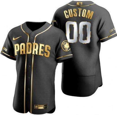 Men's Women Youth San Diego Padres Customized Black Gold Authentic Jersey