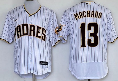 Men's San Diego Padres #13 Manny Machado White Authentic Jersey